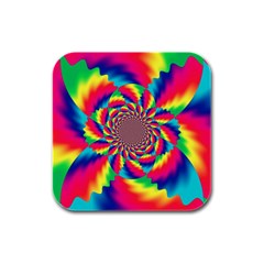 Colorful Psychedelic Art Background Rubber Square Coaster (4 Pack)  by Amaryn4rt