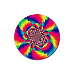 Colorful Psychedelic Art Background Rubber Coaster (Round) 