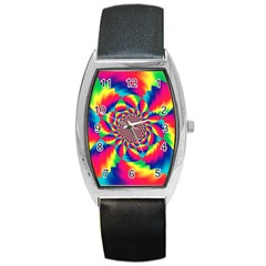 Colorful Psychedelic Art Background Barrel Style Metal Watch