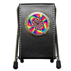 Colorful Psychedelic Art Background Pen Holder Desk Clocks