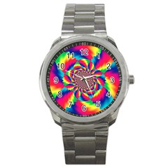 Colorful Psychedelic Art Background Sport Metal Watch