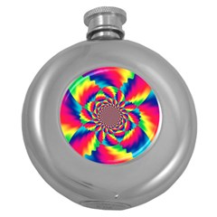 Colorful Psychedelic Art Background Round Hip Flask (5 oz)