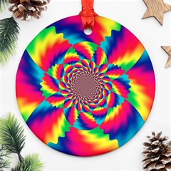 Colorful Psychedelic Art Background Round Ornament (two Sides)