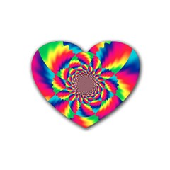 Colorful Psychedelic Art Background Heart Coaster (4 pack) 