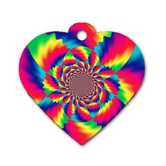 Colorful Psychedelic Art Background Dog Tag Heart (One Side)