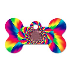 Colorful Psychedelic Art Background Dog Tag Bone (One Side)