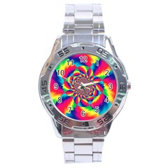 Colorful Psychedelic Art Background Stainless Steel Analogue Watch