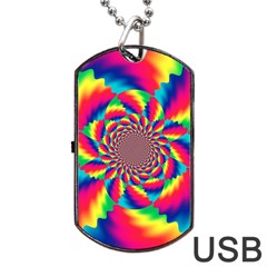 Colorful Psychedelic Art Background Dog Tag Usb Flash (one Side) by Amaryn4rt