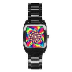 Colorful Psychedelic Art Background Stainless Steel Barrel Watch