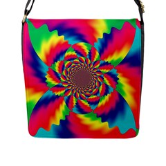 Colorful Psychedelic Art Background Flap Messenger Bag (L) 