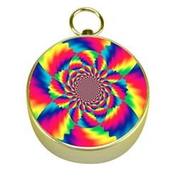 Colorful Psychedelic Art Background Gold Compasses