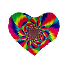 Colorful Psychedelic Art Background Standard 16  Premium Flano Heart Shape Cushions by Amaryn4rt