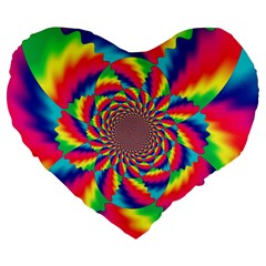 Colorful Psychedelic Art Background Large 19  Premium Flano Heart Shape Cushions