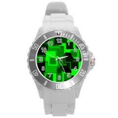 Cyber Glow Round Plastic Sport Watch (l) by Amaryn4rt