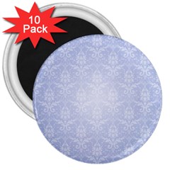 Damask Pattern Wallpaper Blue 3  Magnets (10 Pack) 