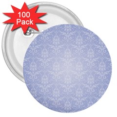 Damask Pattern Wallpaper Blue 3  Buttons (100 Pack) 