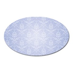 Damask Pattern Wallpaper Blue Oval Magnet