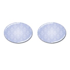 Damask Pattern Wallpaper Blue Cufflinks (oval) by Amaryn4rt