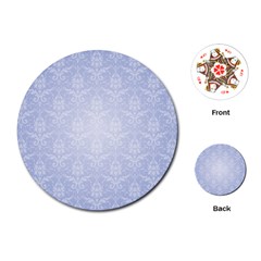 Damask Pattern Wallpaper Blue Playing Cards (round) 