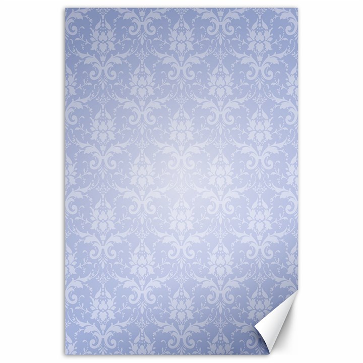 Damask Pattern Wallpaper Blue Canvas 24  x 36 