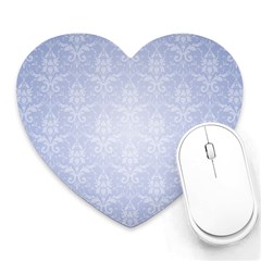 Damask Pattern Wallpaper Blue Heart Mousepads