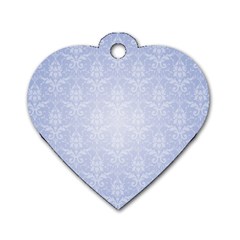 Damask Pattern Wallpaper Blue Dog Tag Heart (one Side)