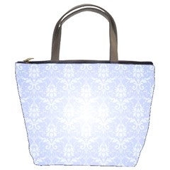 Damask Pattern Wallpaper Blue Bucket Bags by Amaryn4rt