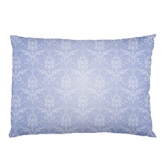 Damask Pattern Wallpaper Blue Pillow Case by Amaryn4rt