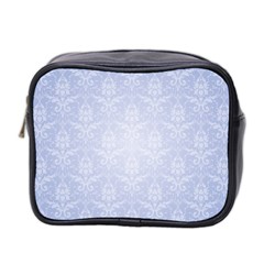 Damask Pattern Wallpaper Blue Mini Toiletries Bag 2-side