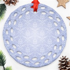 Damask Pattern Wallpaper Blue Round Filigree Ornament (two Sides)