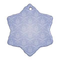 Damask Pattern Wallpaper Blue Snowflake Ornament (two Sides)