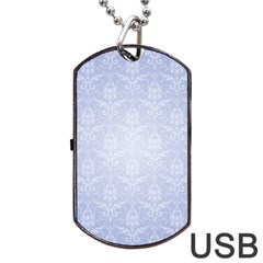 Damask Pattern Wallpaper Blue Dog Tag Usb Flash (two Sides) by Amaryn4rt