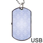 Damask Pattern Wallpaper Blue Dog Tag USB Flash (Two Sides) Front