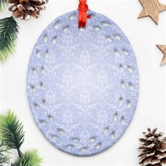 Damask Pattern Wallpaper Blue Ornament (oval Filigree)