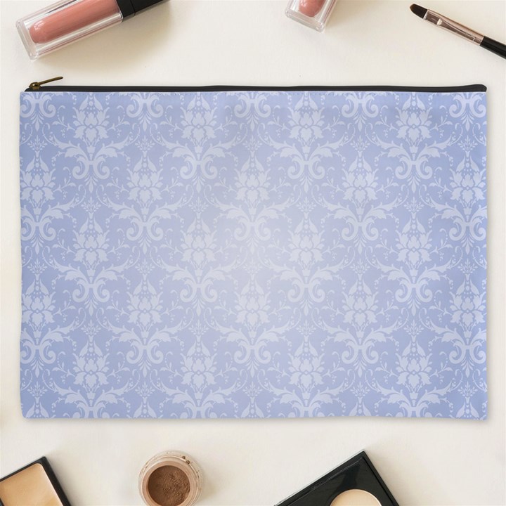 Damask Pattern Wallpaper Blue Cosmetic Bag (XXXL) 