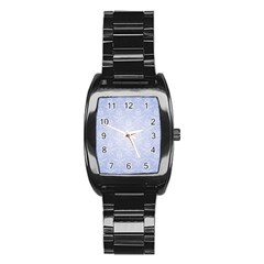 Damask Pattern Wallpaper Blue Stainless Steel Barrel Watch