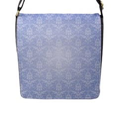 Damask Pattern Wallpaper Blue Flap Messenger Bag (l)  by Amaryn4rt