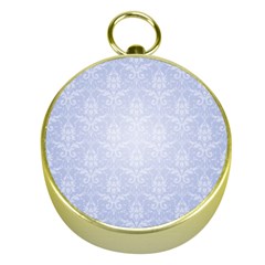 Damask Pattern Wallpaper Blue Gold Compasses