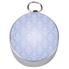 Damask Pattern Wallpaper Blue Silver Compasses