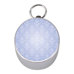 Damask Pattern Wallpaper Blue Mini Silver Compasses