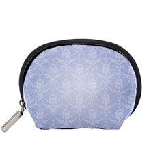 Damask Pattern Wallpaper Blue Accessory Pouches (small) 