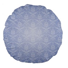 Damask Pattern Wallpaper Blue Large 18  Premium Flano Round Cushions