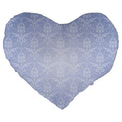 Damask Pattern Wallpaper Blue Large 19  Premium Flano Heart Shape Cushions by Amaryn4rt