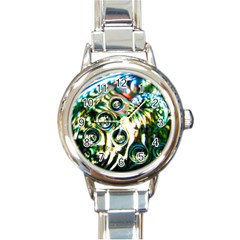 Dark Abstract Bubbles Round Italian Charm Watch