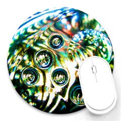 Dark Abstract Bubbles Round Mousepads by Amaryn4rt