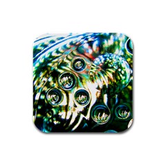 Dark Abstract Bubbles Rubber Square Coaster (4 Pack) 