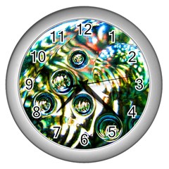 Dark Abstract Bubbles Wall Clocks (silver) 