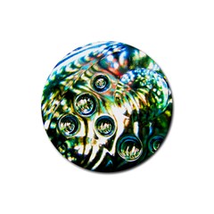 Dark Abstract Bubbles Rubber Round Coaster (4 Pack) 