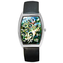 Dark Abstract Bubbles Barrel Style Metal Watch