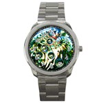 Dark Abstract Bubbles Sport Metal Watch Front